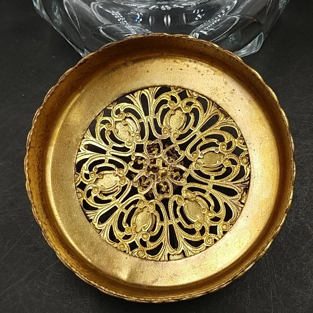 Vintage 1930's Heisey Glass Jeweled Ormolu Dresser Box